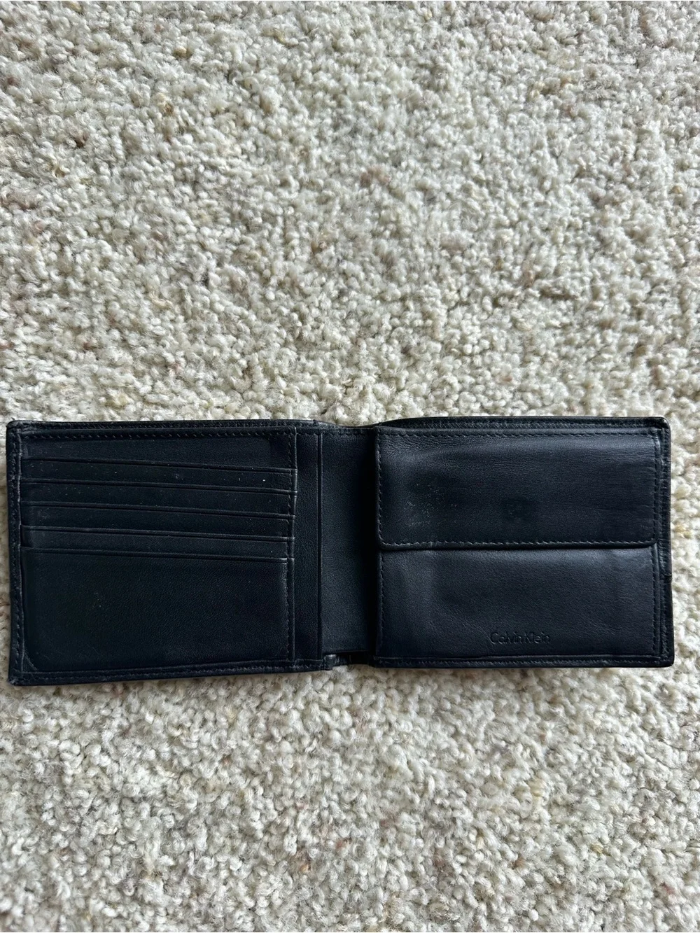 Calvin Klein Black Leather Slim Bi-Fold Card Holder Wallet